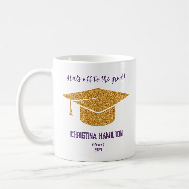 Mug Casquettes d'or moderne à la Grad Script Grad Grad (Gauche)