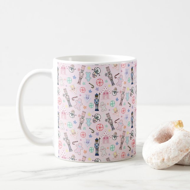 Mug Casse-noisette rose, pain d'épices et neigeurs (Avec donut)