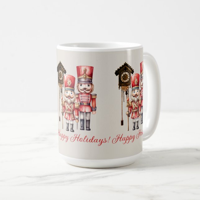 Mug Casse-Noisettes Soldats Joyeux Vacances Horloge (Devant droit)