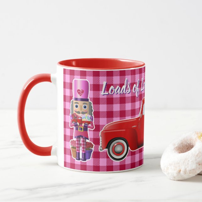 Mug Casse-noix de Saint-Valentin avec petit camion rou (Avec donut)
