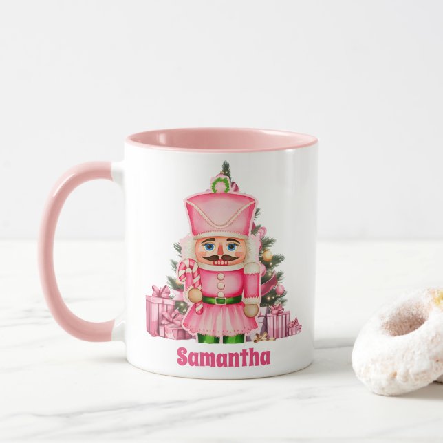 Mug Casse-noix rose Enfants de Noël Chocolat chaud (Avec donut)