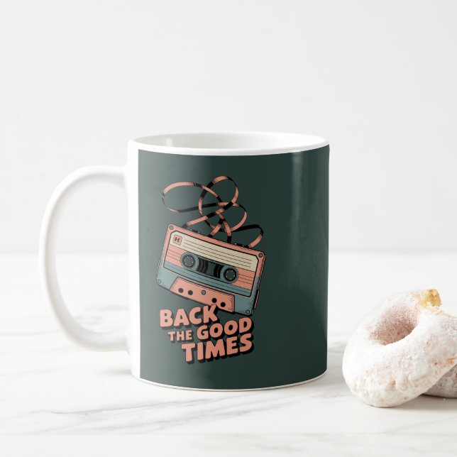 Mug Cassette Audio Rétro – “Retour aux Bonnes Epoques” (Avec donut)