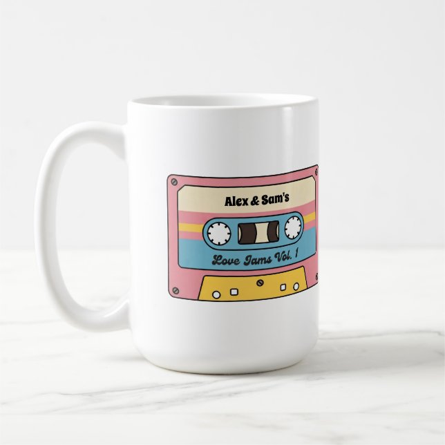 Mug Cassette personnalisé de chansons d'amour – Nom pe (Gauche)