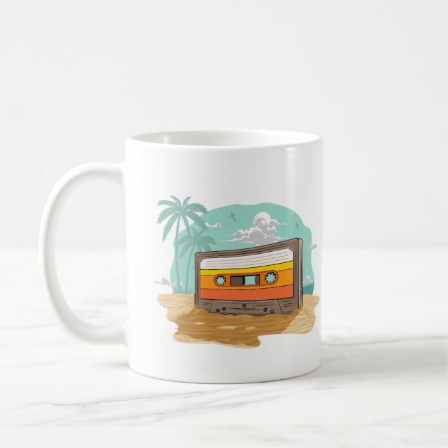 Mug Cassette Retro 80's sur la plage Rewind (Gauche)