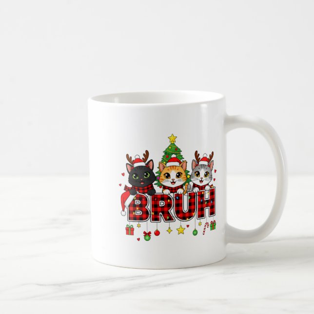 Mug Cat Christmas Light Reindeer Santa Bruh Funny  (Droite)