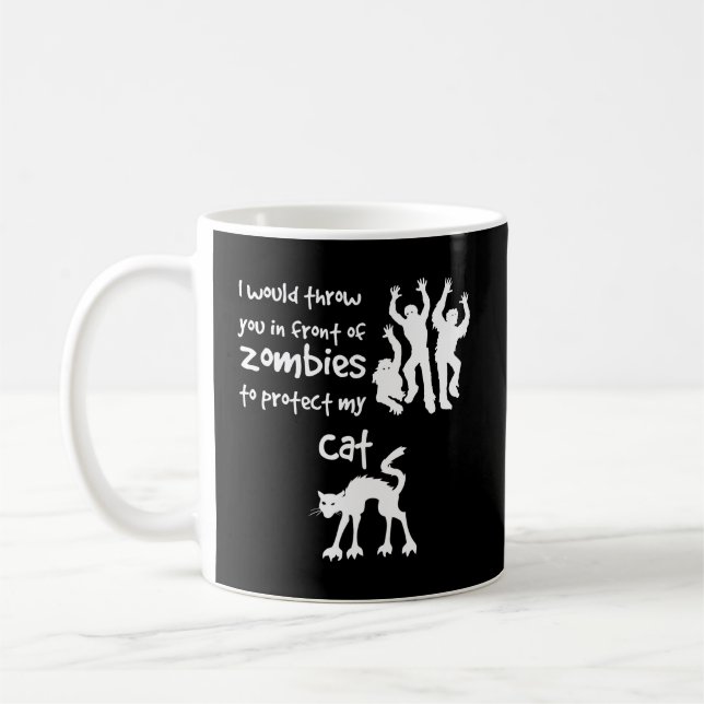 Mug Cat contre Zombies Drôle Amoureux de les chats d'h (Gauche)