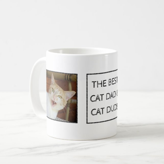 Mug Cat Dad Dude père Texte personnalisé 2 photos (Devant gauche)