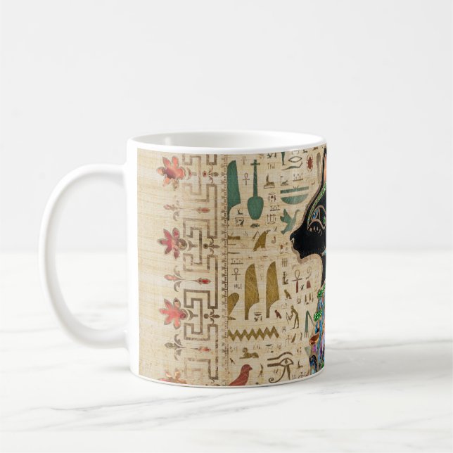 Mug Cat égyptien - Bastet sur le papyrus (Gauche)