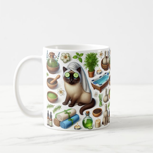 Mug Cat in Spa party for Siamese Cat Lovers  (Gauche)