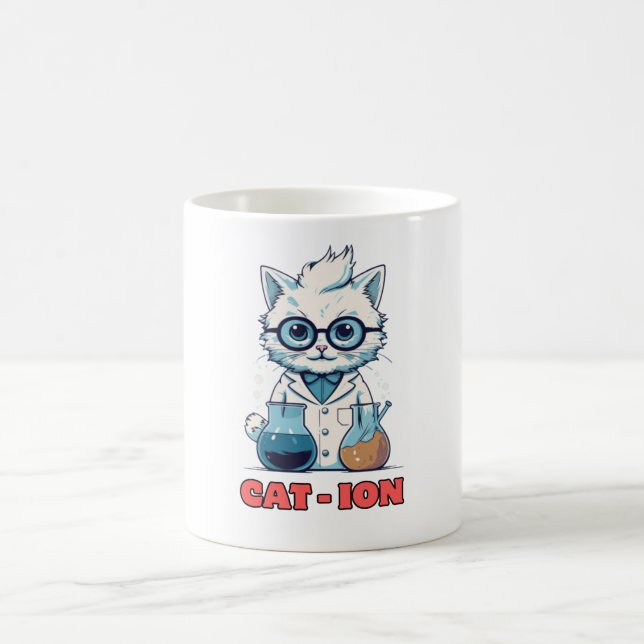Mug CAT - ION Chimie chat, laboratoire, cadeau présent (Centre)