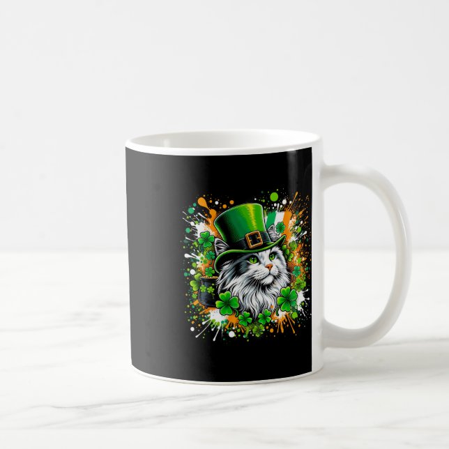 Mug Cat Irish Patricks Day portant le Casquette Leprec (Droite)
