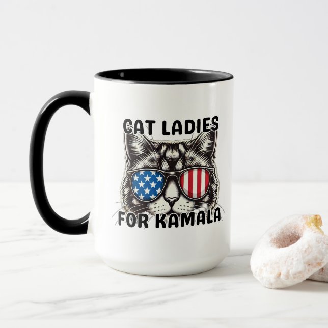 Mug Cat Ladies for Kamala drôle politique électorale 2 (Avec donut)