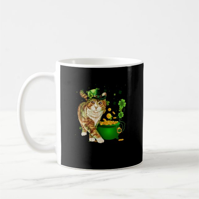Mug Cat Leprechaun Casquette Shamrock St Patrick's Day (Gauche)