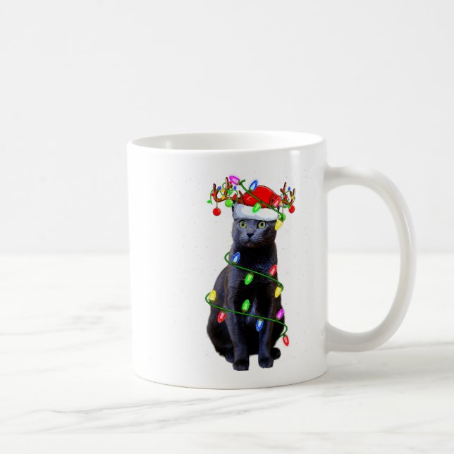 Mug Cat Lover Xmas Lighting Santa Russian Blue Cat Chr (Droite)
