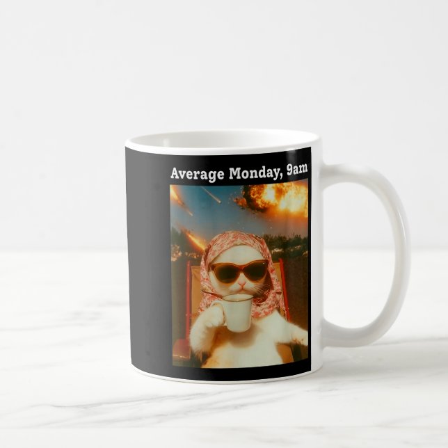 Mug Cat Meme Average Monday 9am Funny Sarcastic Back T (Droite)