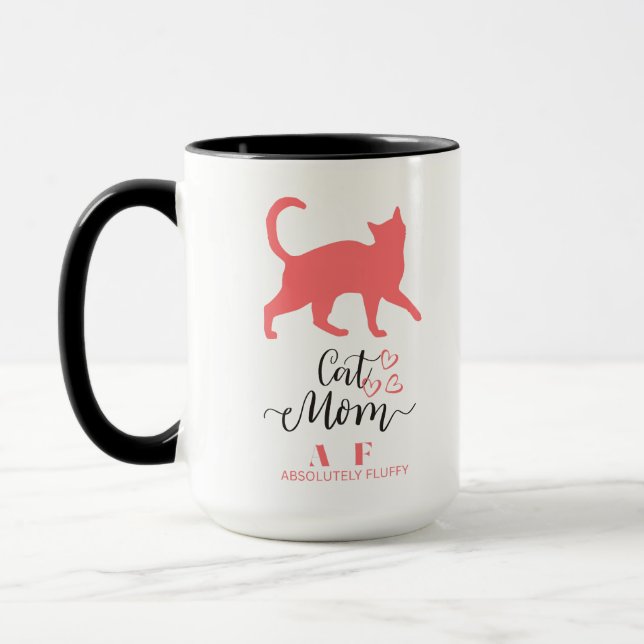 Mug CAT MOM AF absolue peluche avec chat rose (Gauche)