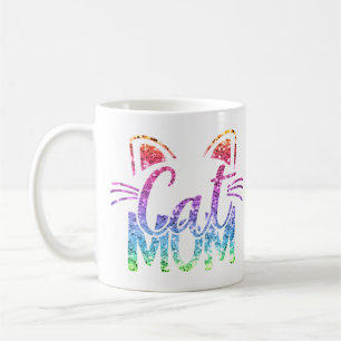 Mug Cat Mom Rainbow Parties scintillant