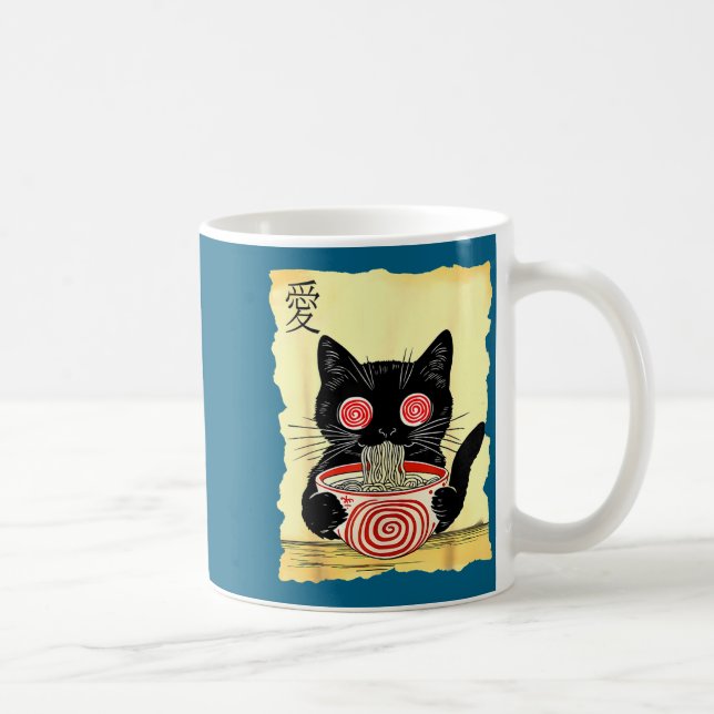 Mug Cat Ramen Japanese Funny Graphic Tees Kawaii Anime (Droite)
