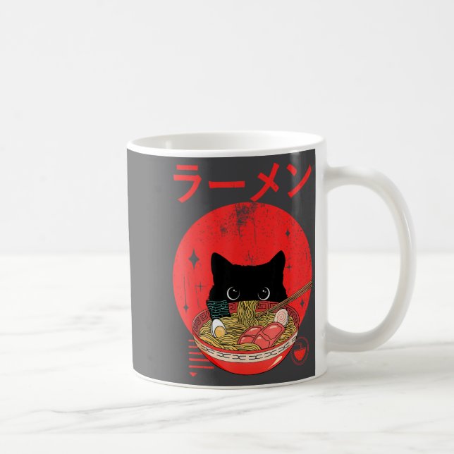 Mug Cat Ramen Japanese Funny Graphic Tees Kawaii Cat A (Droite)