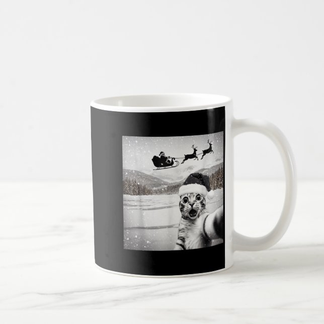 Mug Cat Selfie With Santa For Men Women Kids  (Droite)