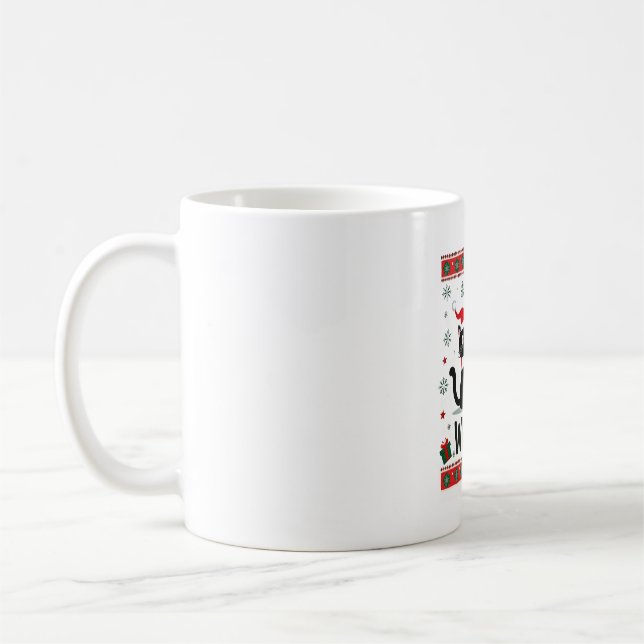 Mug Cat What Funny Black Cat Pushing Christmas Tree Ug (Gauche)