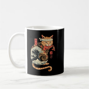 Mug Catana Wave Chat tatoué Samurai Chat Art Japonais