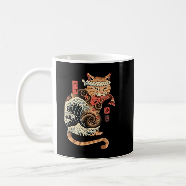 Mug Catana Wave Chat tatoué Samurai Chat Art Japonais (Gauche)