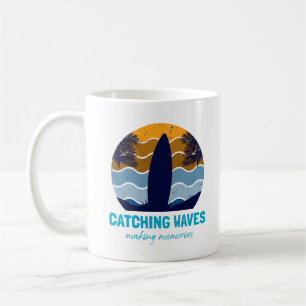 Mug Catching Waves Retro Surboard Beach Art