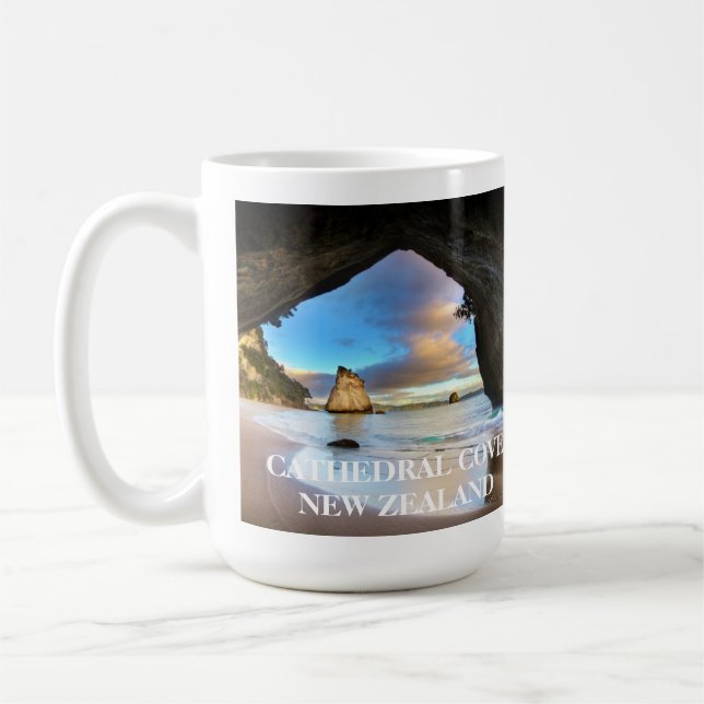 Mug Cathedral Cove Plage Nouvelle-Zélande Océan (Gauche)
