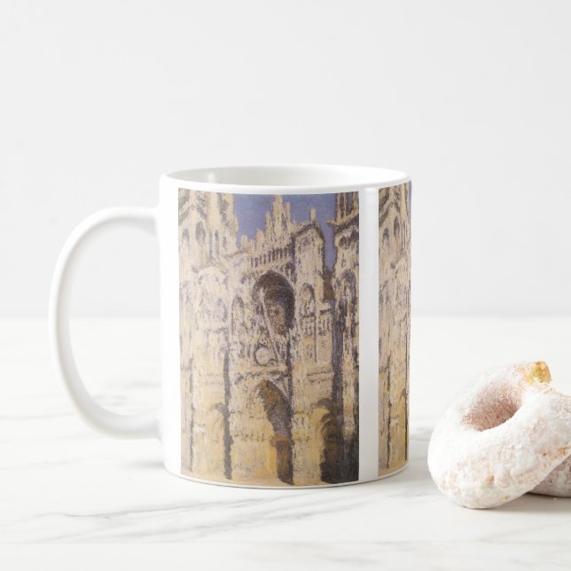 Mug Cathédrale de Rouen, Harmonie Bleue Or par Claude  (Avec donut)