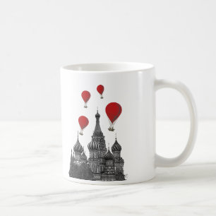 Mug Cathédrale de St Basil et ballons à air d'un rouge