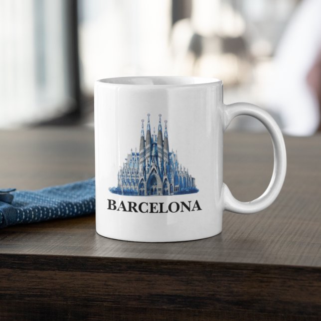 Mug Cathédrale espagnole de Barcelone Vintage (Barcelona Spain City View Mug)