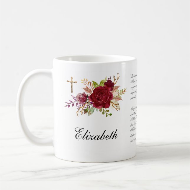 Mug Catholique Rose Crucifix Prière Bridesmaid (Gauche)