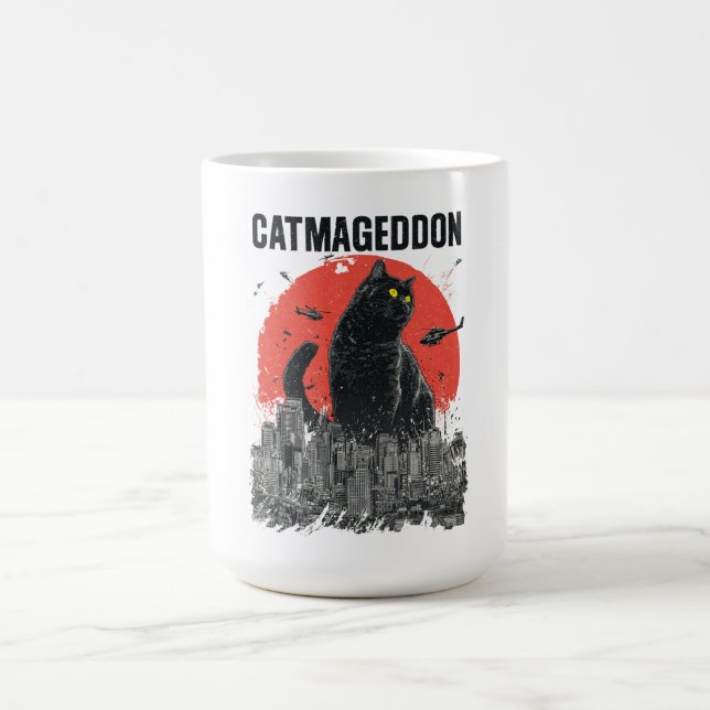 Mug Catmageddon Giant Cat Monster City Kaiju Funny Pet (Centre)