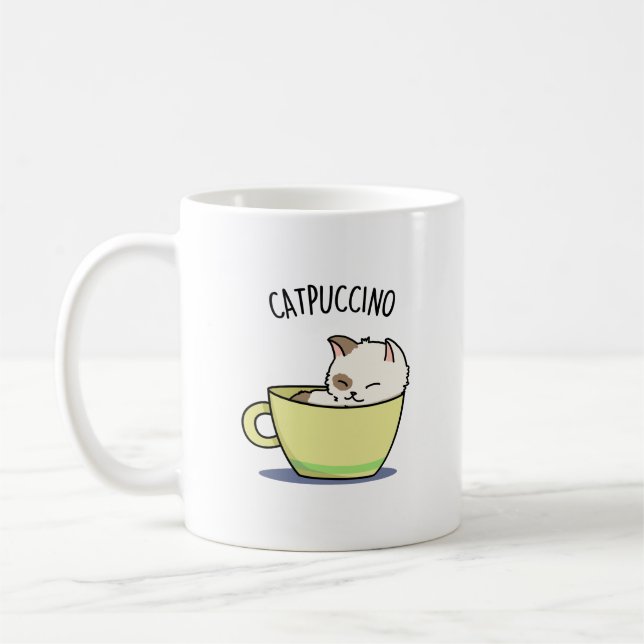 Mug Catpuccino Funny Kitty Chat En Pun De Coupe (Gauche)