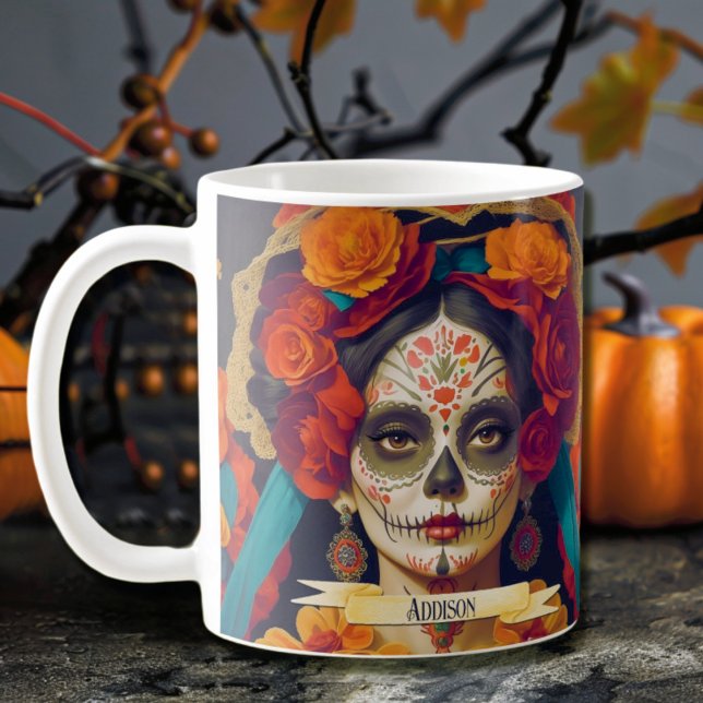 Mug Catrina Day Of Dead 1 Avec Texte (Créateur téléchargé)