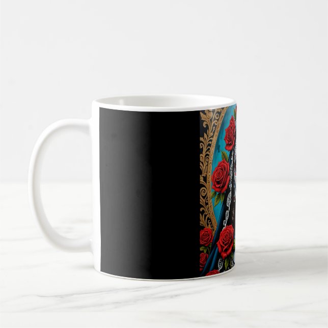 Mug Catrina gothique avec le jour Rose de la mort Tee (Gauche)