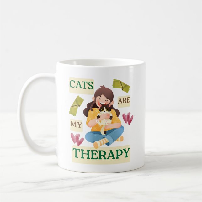 Mug Cats Are My Therapy – Cute Cat Lover Design (Gauche)