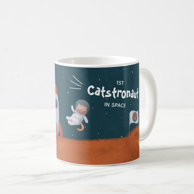 Mug Catstronaut Whimsical dans l'espace, Chats sur Mar (Devant droit)