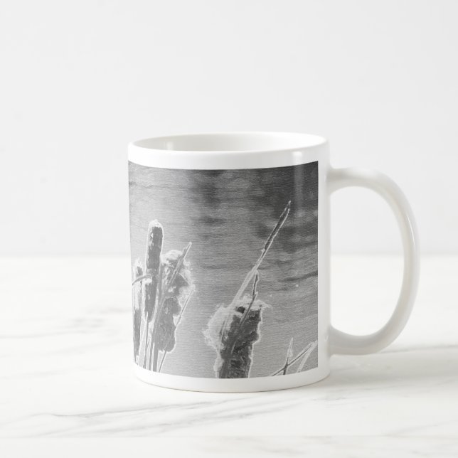 Mug Cattails près de l'étang en noir et blanc (Droite)
