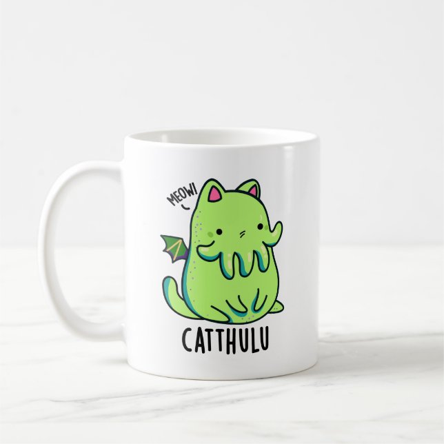 Mug Catthulu Funny Cthulhu Cat Pun (Gauche)