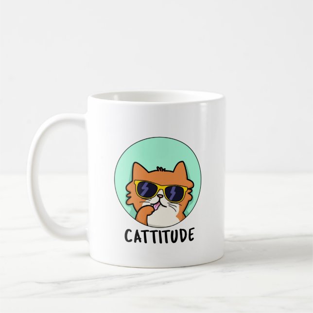 Mug Cattitude Blague de Chat Drôle  (Gauche)