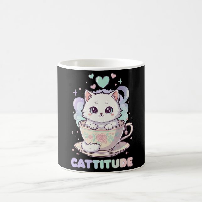 Mug Cattitude Mignon Kawaii Chat Pastel Blanc  (Centre)