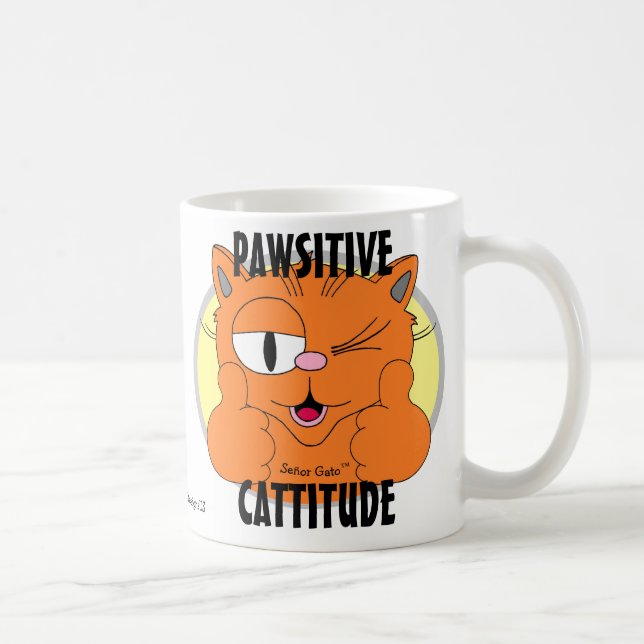 Mug CATTITUDE PAWSITAIRE Dessin sur le chat Señor Gato (Droite)