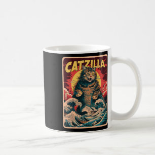 Mug Catzilla Art Japonais Drôle Chat Vintage Graphisme