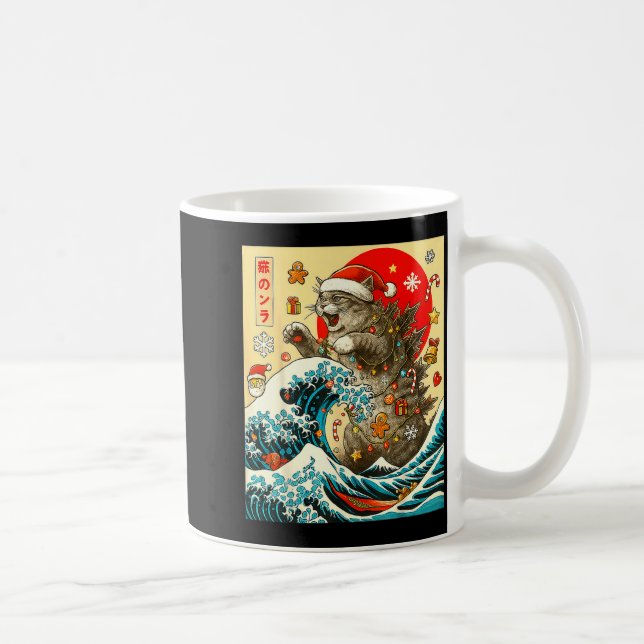 Mug Catzilla Cat Japanese Art Funny Xmas For Men Women (Droite)