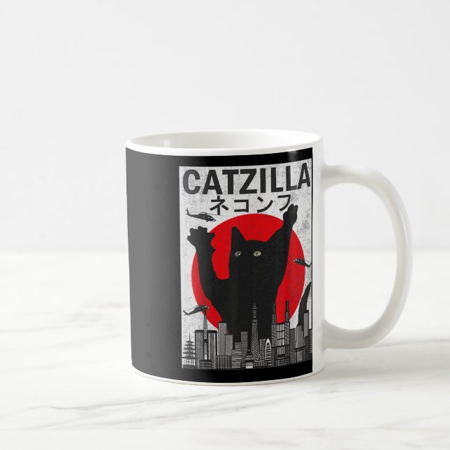 Mug Catzilla vintage Japonaise Style coucher de soleil (Droite)