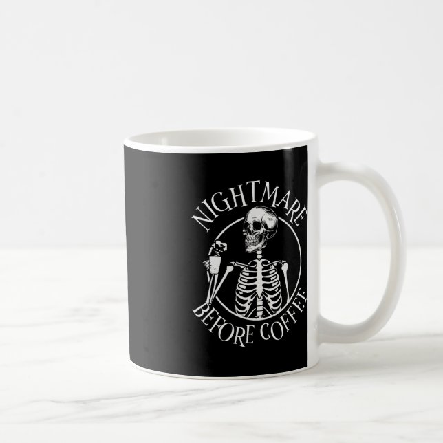 Mug Cauchemar avant café Halloween Squelette Holding (Droite)