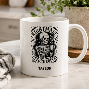 Mug Cauchemar personnalisé avant le café squelette 