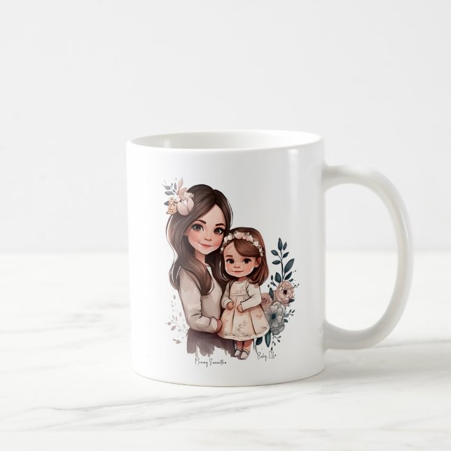 Mug Caution adorable mère et fille (3) (Droite)